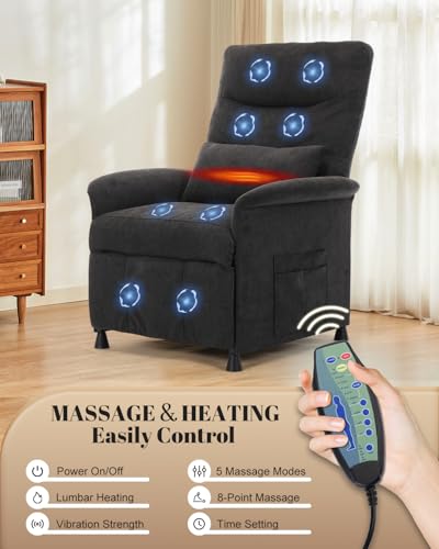 Sillón eléctrico reclinable tapizado negro miniatura 3