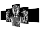 Buddha Wall Decor Black Art Wall Decor Black and White Buddha Statue Posters And Prints Art Work for Home Walls Canvas Painting Wall Art Stretched and Framed Wall Hanging Decor, 50'x24'