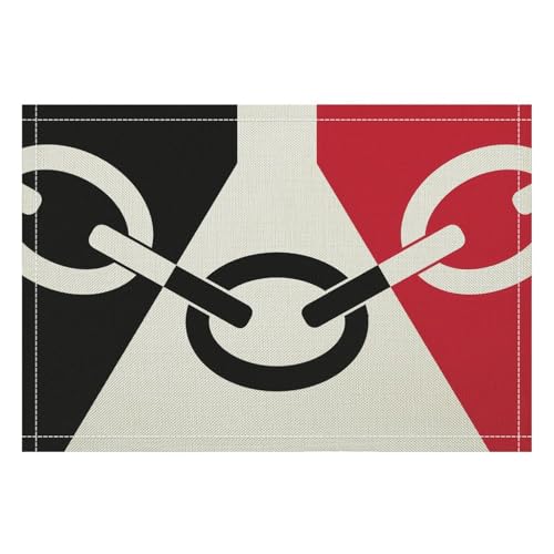 Juego de manteles individuales de lino divertidos con bandera de país negro, 1/2/4 de 12 x 18 pulgadas, resistentes al calor, para comedor y cocina