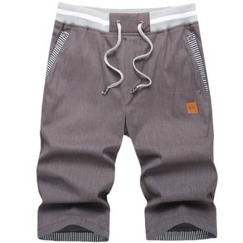 GUNLIRE Boy's Summer Casual Drawstring Elastic Waist with Pockets Fashion Comfy Shorts,Dark Grey,16