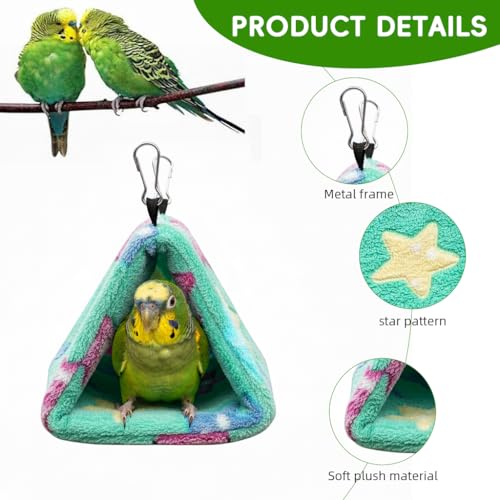 Image of Qpets Hanging Bird Hammock Bird House for Cage, Plush Bird Nest with Removable Liner for Lovebirds, Budgies, Cockatiels & Small Birds (17x12x13cm)
