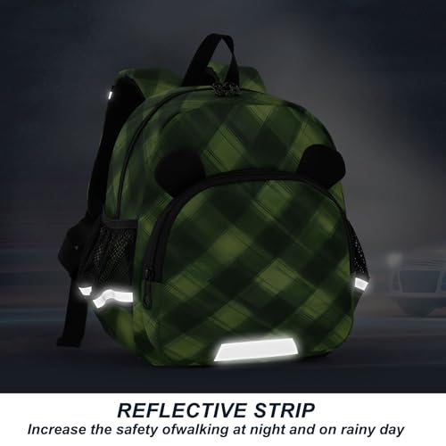 Green Buffalo Check Plaid Toddler Backpack for Girls Boys,Preschool Kindergarten Backpack Kids Backpacks B04034904