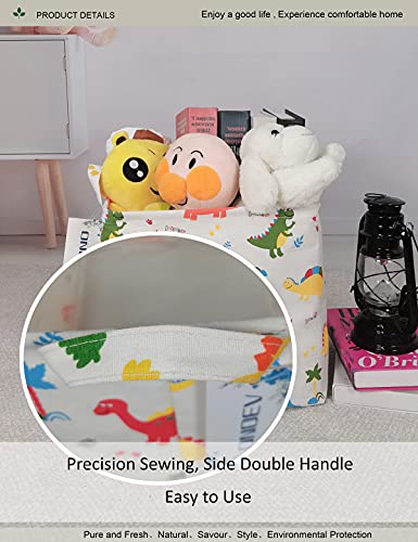 Onoev Square Folding Laundry Basket, Waterproof Canvas Basket,Gift Basket,Suitable For Children's Room,Office,Clothes,Toys Storage（Dinosaur Paradise） #TOP6