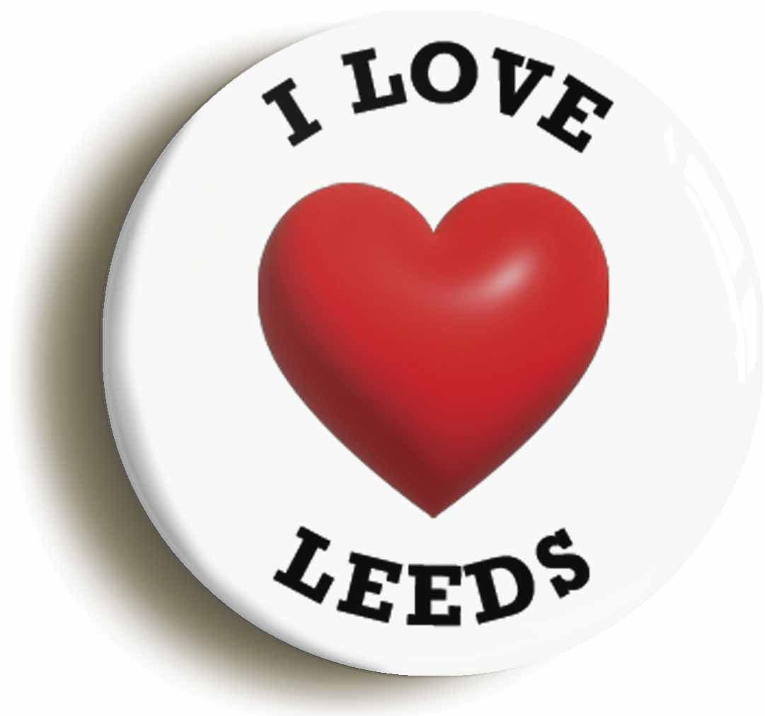 I Heart Love Leeds Location Fridge Magnet (Circular 2inch / 50mm Diameter)