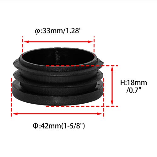 Image of Flyshop 1-5 /8 inch, 42mm Plastic Tube Inserts Sturdy Plastic Tubing End Caps Hole Plug, Round Chair Glide Inserts, Black, 8PCS