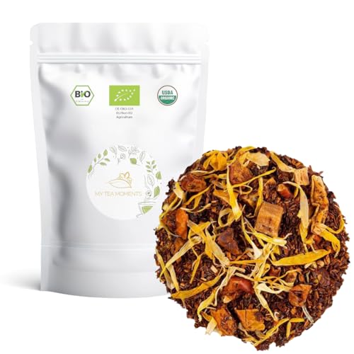 Rooibos de Manzana y Caramelo a Granel 100 Gramos - My Tea Moments - Cultivo Sostenible - Ingredientes Naturales: Caléndula, Caramelo, Manzana. Antioxidante, Mejora anímica, Vitamínico.