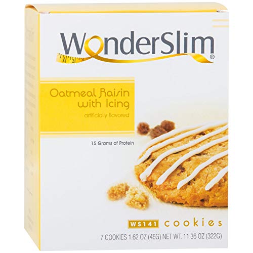 WonderSlim High Protein Diet Cookie, Oatmeal Raisin with Icing - Trans Fat Free, 15g Protein (7ct)