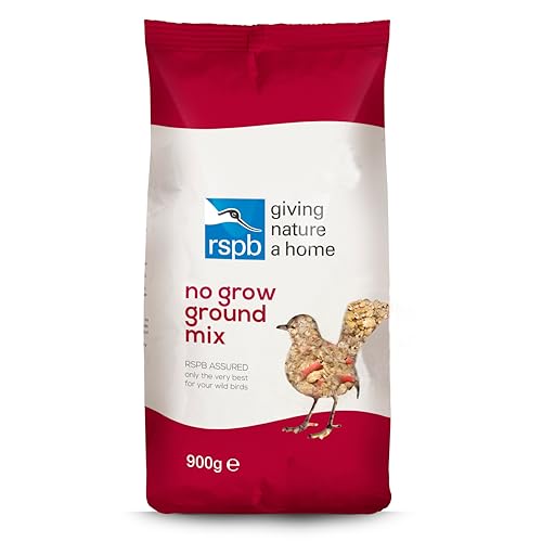 No Grow Bird Seed Mix for Wild Birds, Nutritious Wild Bird Food for Small Birds with Sunflower Hearts and Rolled Oats, Made in the UK (900g) - RSPB