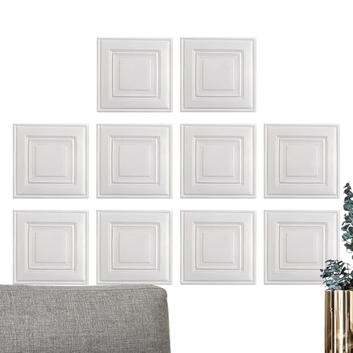 Paneles 3D Peel – Diez Baldosas Cuadradas De Imitación De Ladrillo, Láminas De Revestimiento Removibles, Acabado Resistente A La Humedad, Patrón Dimensional En Relieve | Renovación Elegant