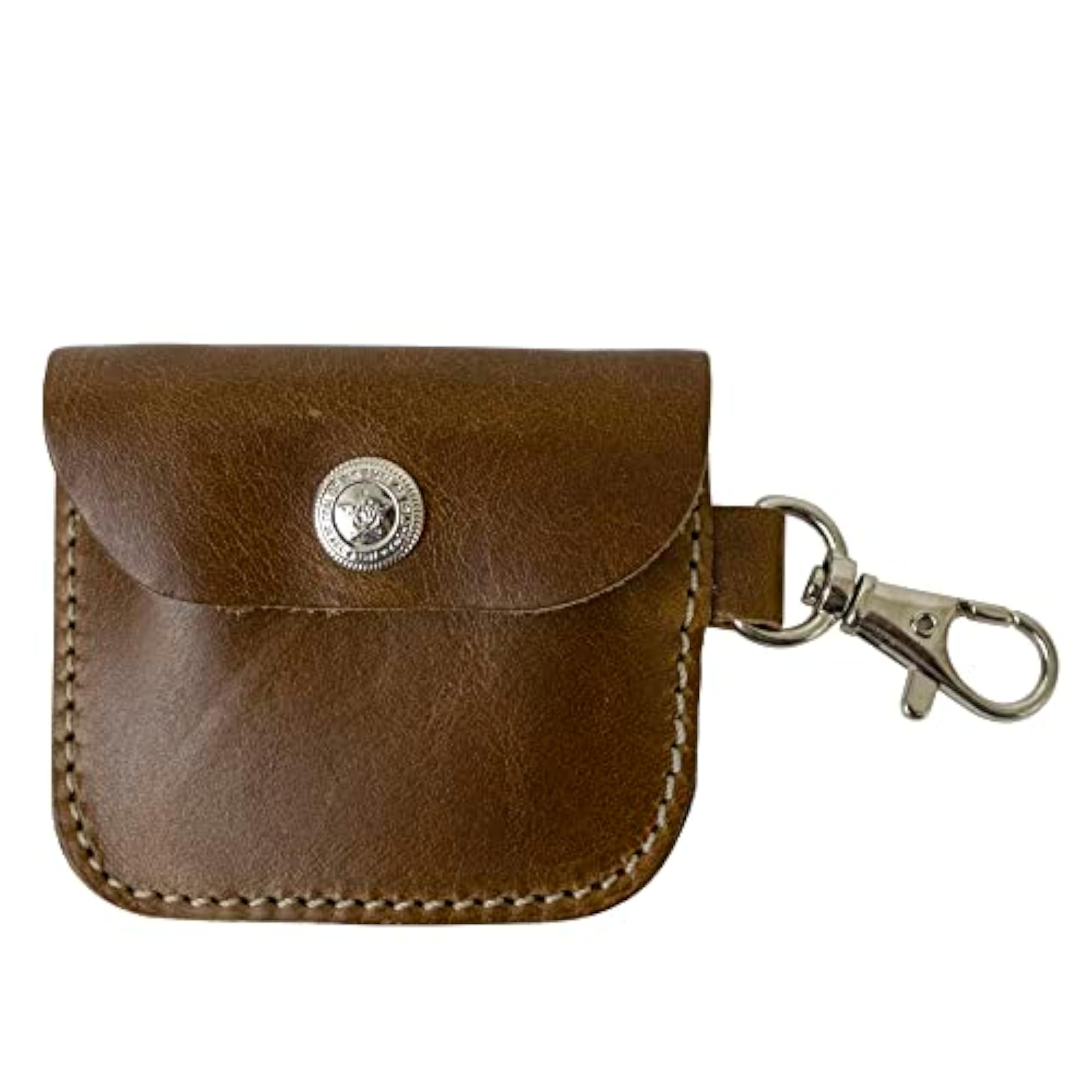 Leather Coin Pouch/Key Ring, Dark Brown