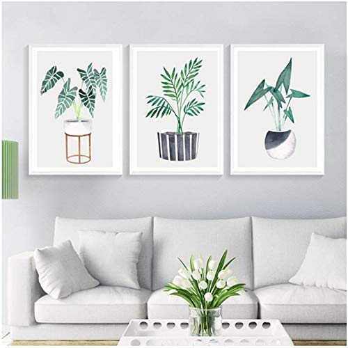 Affiches et gravures abstraite art mur feuille verte 50x70cm pour salon