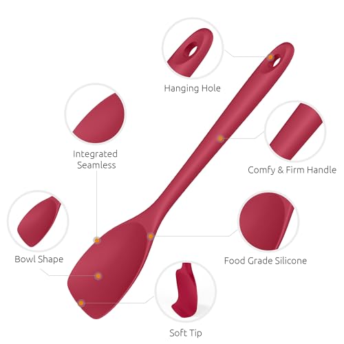 Image of U-Taste Silicone Cooking Spoon 600ºF Heat Resistant Scoop Spatula, Red