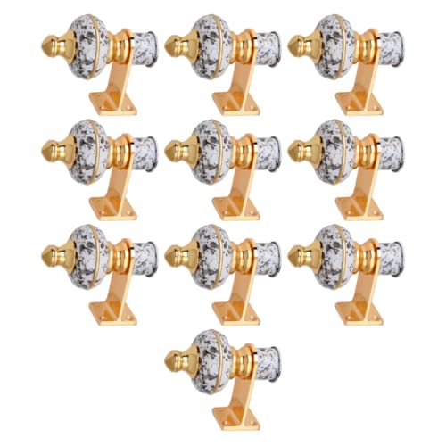 Image of Stylish Curtain Hooks /Curtain Knobs /Rod Rail Bracket for Home White Marble Gold Finish (10P, White Marble)