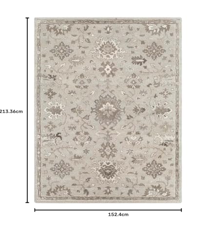Image of 5x7 Ft Woolen Area Rug - Thick Traditional Hand-Tufted Carpet for Modern Bedrooms & Living Spaces