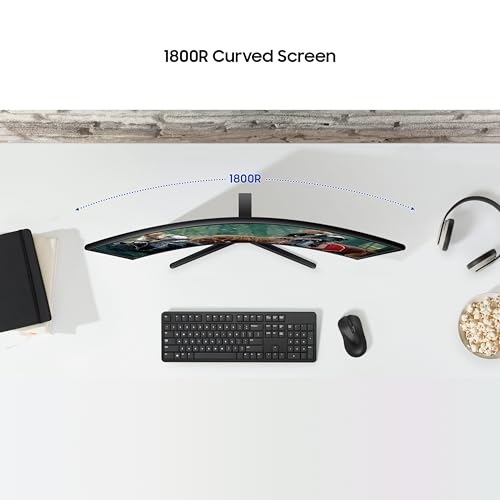 Image of Samsung 27 inch (68.5cm) 100Hz Curved Monitor|1800R Curved Screen|100Hz|4ms|SRGB 95%|Ports-HDMI,D-Sub,Headphone|Game Mode|EyeSaver Mode|16.7M Color Support|Flicker Free|Off Timer Plus|LS27D368GAWXXL|Black