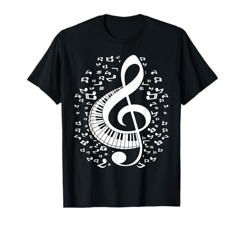 Teclado Piano Clave De Sol Notas Musicales Música Pianista Camiseta