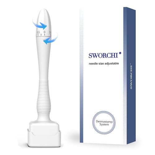 Derma-Stempel, Derma Stamp Einstellbar Microneedling Dermastamp Derma Roller 0-3mm,Professioneller 140 Titanium Pins Derma Roller Microneedle Dermapen für Haar Bart Gesicht Körper