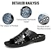 Forevercan Men'S Genuine Leather Alligator Printed Flat Sandals Fashion Round Open Toe Slip-On Soft Sole Male Slide Sandals Summer Leisure Non-Slip Beach Sandals (Black,15)