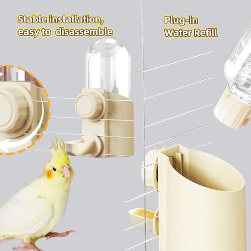 Automatic Hanging Bird Water Bottle - No Drip Cage Mounted Waters Feeder for Parakeets, Cockatiels, Budgies, Lovebirds, Finches, Canaries, Parrots (Bird Cage Accessories Travel Essential) - Image 5