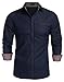 Produktbild Coofandy Jeanshemden Herren regular fit Denim Shirt Langarmhemd Cowboy-Style Freizeit Hemden , Farbe - Ultramarin , Gr. L
