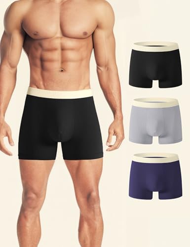 3 Pack Trunks for Men Breathable Cotton Underwear Low Rise Panties Soft Stretch Boxer Briefs