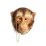 GERAZAHO Décoration Murale Tête de Singe, Trophée Animal Faux Taxidermie, Sculpture Murale en Résine pour Salon, Bureau, Décoration Maison Moderne Rustique Colorful