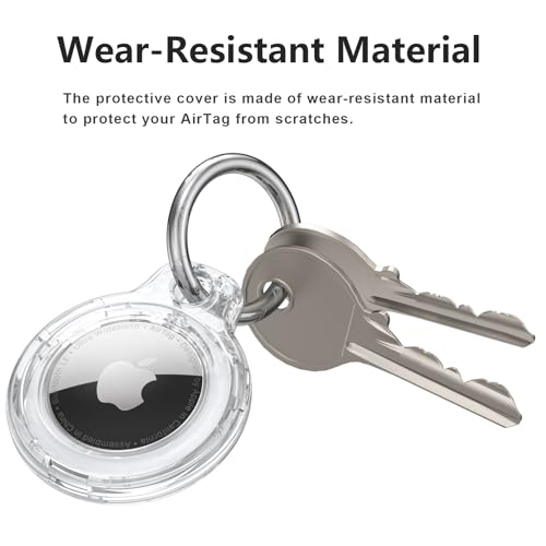 Image of Tobfit Air Tag Holder, Airtag Keychain Holder, Anti-Scratch, Twist Lock Design, Air tag Case with Metal Key Chain Ring - AirTag Accessory for Kids, Keys, Pets, Luggage, & More, Transparent