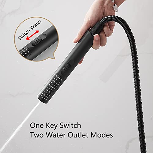 Robinet de douche noir avec bec de baignoire pivotant et douchette