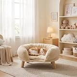 Toxvanne Katzensofa Beige 50x40x24cm - Weiches Haustier-Sofa mit Rutschfester Unterseite, geräuschloser Konstruktion für Katzen und kleine Hunde