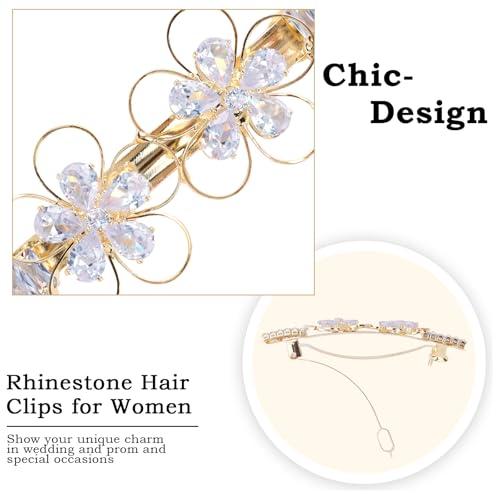 Pinzas para cabello doradas con cristales, pack 2 piezas miniatura 2
