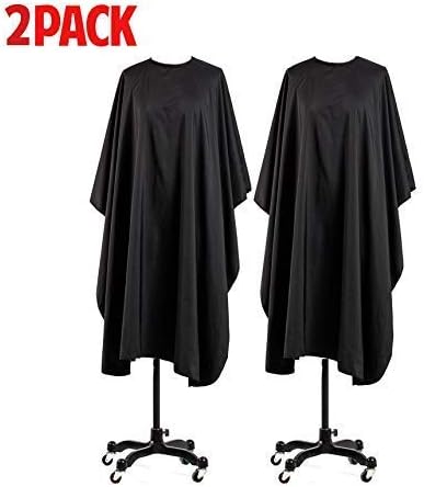 Baudelun Professional Hair Salon Nylon Cape with Snap Closure 62" x 50" Black-2 Pack