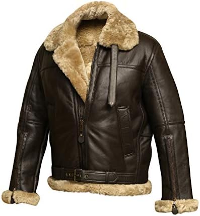Men RAF Bomber Ginger Aviator British Sheepskin Shearling Leather Jacket