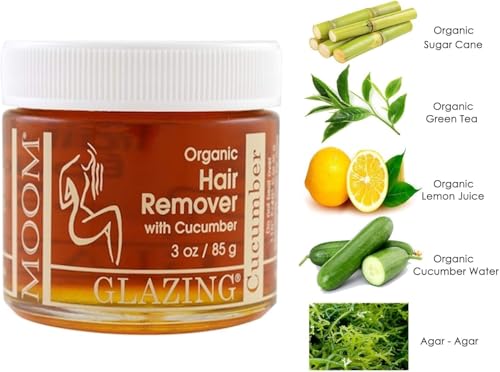Image of MOOM USDA Organic Cucumber Sugar Wax for Bikini Line - 3 oz (Pack of 2) | Made with Cucumber & Green Tea, Wax for Body & Leg - 18 Reusable Wax Strips & 6 Applicator Sticks - Ideal for Sensitive Skin