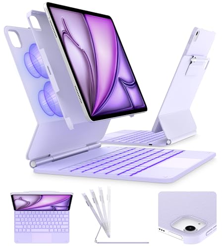 Image of typecase Edge+ Keyboard Case for iPad Air 13 inch(M4 /M3 /M2, 2026 /2025 /2024) & iPad Pro 12.9 inch(3 /4 /5 /6th Gen),Ultra-Slim Detachable Case,Portrait &Typing Modes,11-Color Backlight,Magnetic Stand,Light Purple