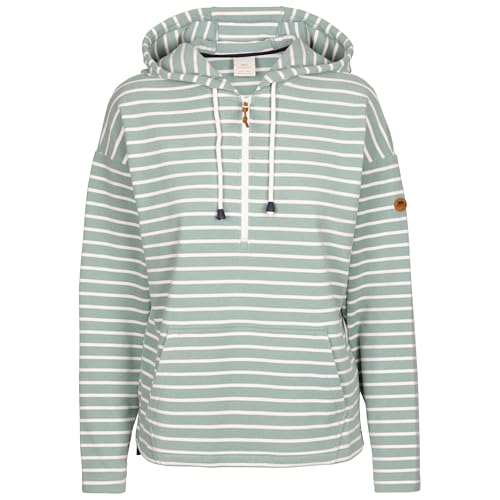 Trespass Womens Casual Hoodie Softly - Yarn-Dyed Stripe, Soft Hand Feel, Brushed, Grown on Hood, Cord Ties, Kangaroo Pocket, 1/2 Zip, Side Vents, Long Sleeves, Contrast Trims