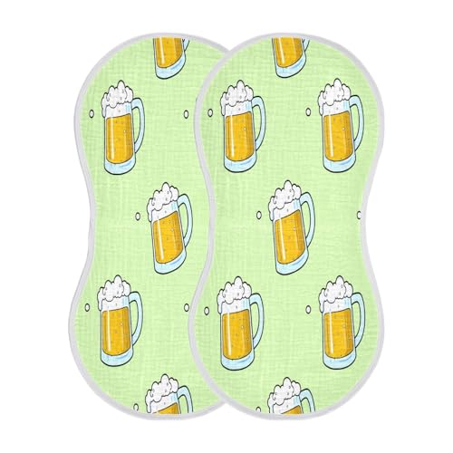 Cartoon Beer Burp Cloths Cotton Baby Washcloths,Large 22x11in Burping Cloth Absorbent and Soft for Newborn Baby Boys and Girls,2 Pack2