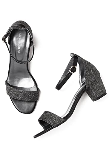 Image of Marc Loire Women's Shimmer Open Toe Comfortable Block Heel Sandals