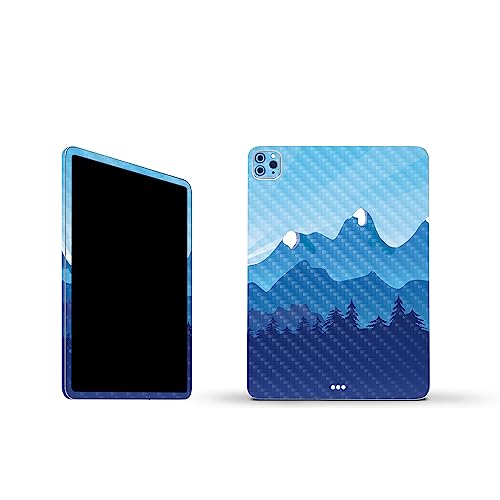 Image of MightySkins Carbon Fiber Skin Compatible with Apple iPad Pro 11 inch M2 4th Gen (2022) Full Wrap Kit - Blue Mountains | Protective Durable Textured Carbon Fiber Finish | Easy to Apply | Made in The USA