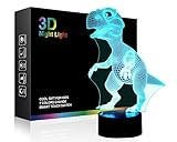 Night Lights for Kids Dinosaur 3D Night Light Lamp Wiscky 7 LED Colors Changing Touch Table Desk Lamps Decorative Lighting Pretty Cool Toys Gifts Birthday Holiday Xmas for Baby Nursery Toddler Friends