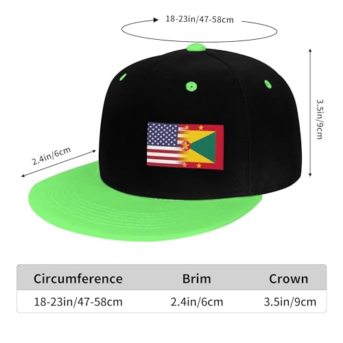 American Flag and Flag of Grenada Children's Flat Brimmed Hip-hop Hat Flat Eave Sunscreen Duckbill Cap Headgear2