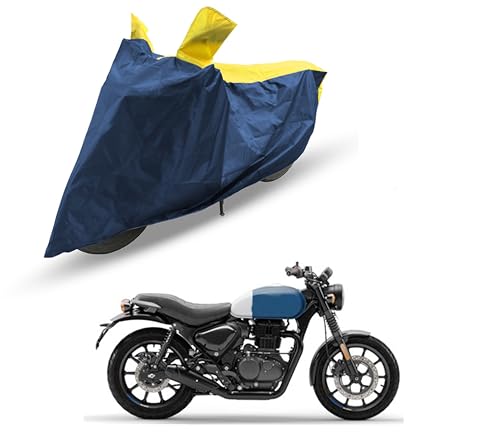 Image of Hunter 350 Two Wheeler Bike Cover Accessories - Dustproof - UV Protection - Premium Bike Cover Blue Yellow
