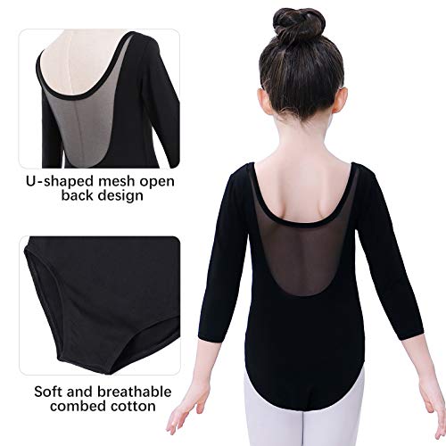 Image of Soudittur Girls Leotards Long Sleeve Ballet Dance Top Bodysuit for Toddler Kids