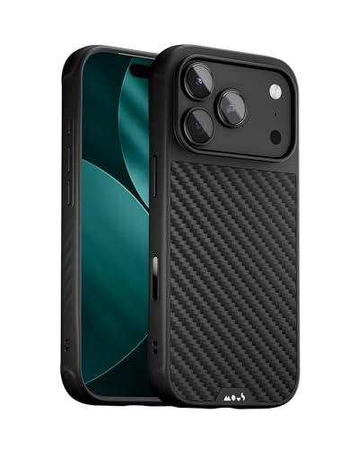Mous Funda para iPhone 17 Pro MAX 6.9 Pulgadas, Compatible con MagSafe [Botón de Control de Cámara] - Limitless - Fibra de Carbono - Carcasa Antigolpes, Anti-Arañazos, Negra