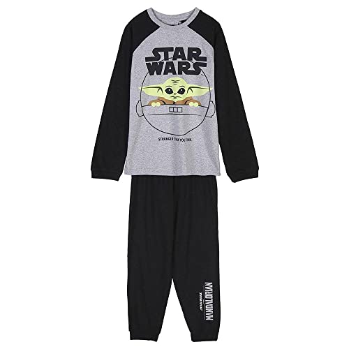 Pijama de Invierno de The Mandalorian para Niño - Color Gris, Negro y Verde - Talla 7 Años - Pijama Largo Elaborado en Algodón 100% de 160 gsm - Producto Original Diseñado en España