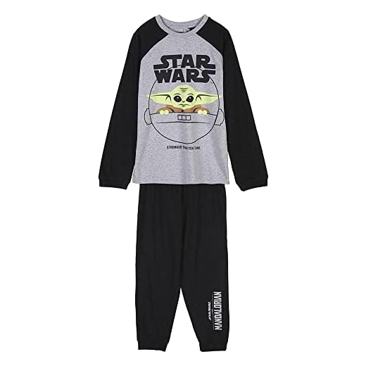 Pijama de Invierno de The Mandalorian para Niño - Color Gris, Negro y Verde - Talla 7 Años - Pijama Largo Elaborado en Algodón 100% de 160 gsm - Producto Original Diseñado en España