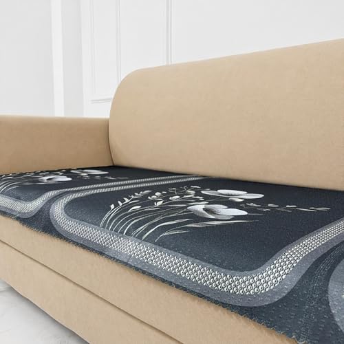 Image of Homerz Premium Waterproof Jasmine Joe Sofa Seat Cover - Floral Printed Sofa Protector | Non-Slip, Washable & Durable Sofa Protector (Grey, 7 (3+2+2) Seater)