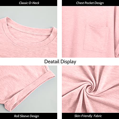 Dyexces Womens Crop Tops Short Sleeve Crewneck Cropped T Shirt Casual Summer Solid Color Loose Basic Tees with Pockets4