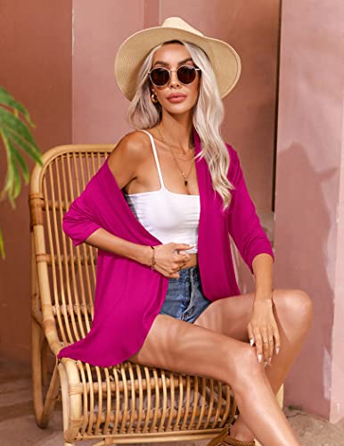 Image of Zeagoo Women's Open Front Cardigan 2026 Spring Summer Lightweight 3 /4 Sleeve Draped Ruffles Cardigans S-3XL