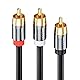 deleyCON 2m Subwoofer Kabel - Cinch RCA Y-Kabel Digitales Koaxialkabel - Vergoldete Stecker - Audio Kabel - Cinch Stecker zu 2x Cinch Stecker