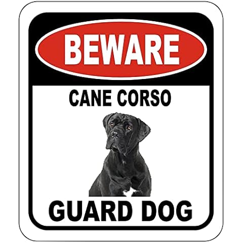 Beware Cane Corso Guard Dog Outdoor Aluminiumschild - Warnschilder für Zuhause, Hundehaus-Schild, Dekorationen, drinnen und draußen, Metallschilder - 21.6x25.4 cm Cover